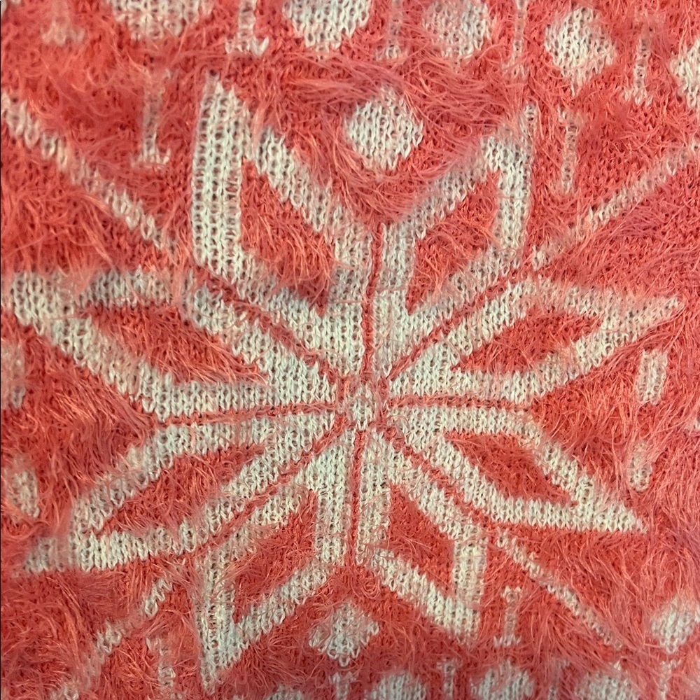 Active Basic Coral And White Snowflake Sweater - image 4